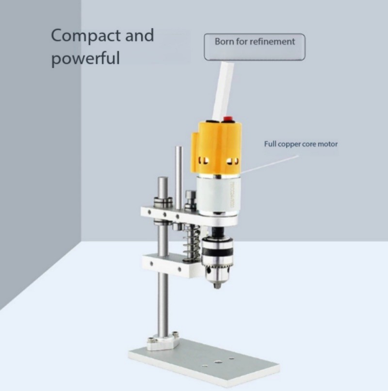 Compact Mini Bench Drill, Desktop Hole Driller, DC Chuck, Quiet Drilling Machine