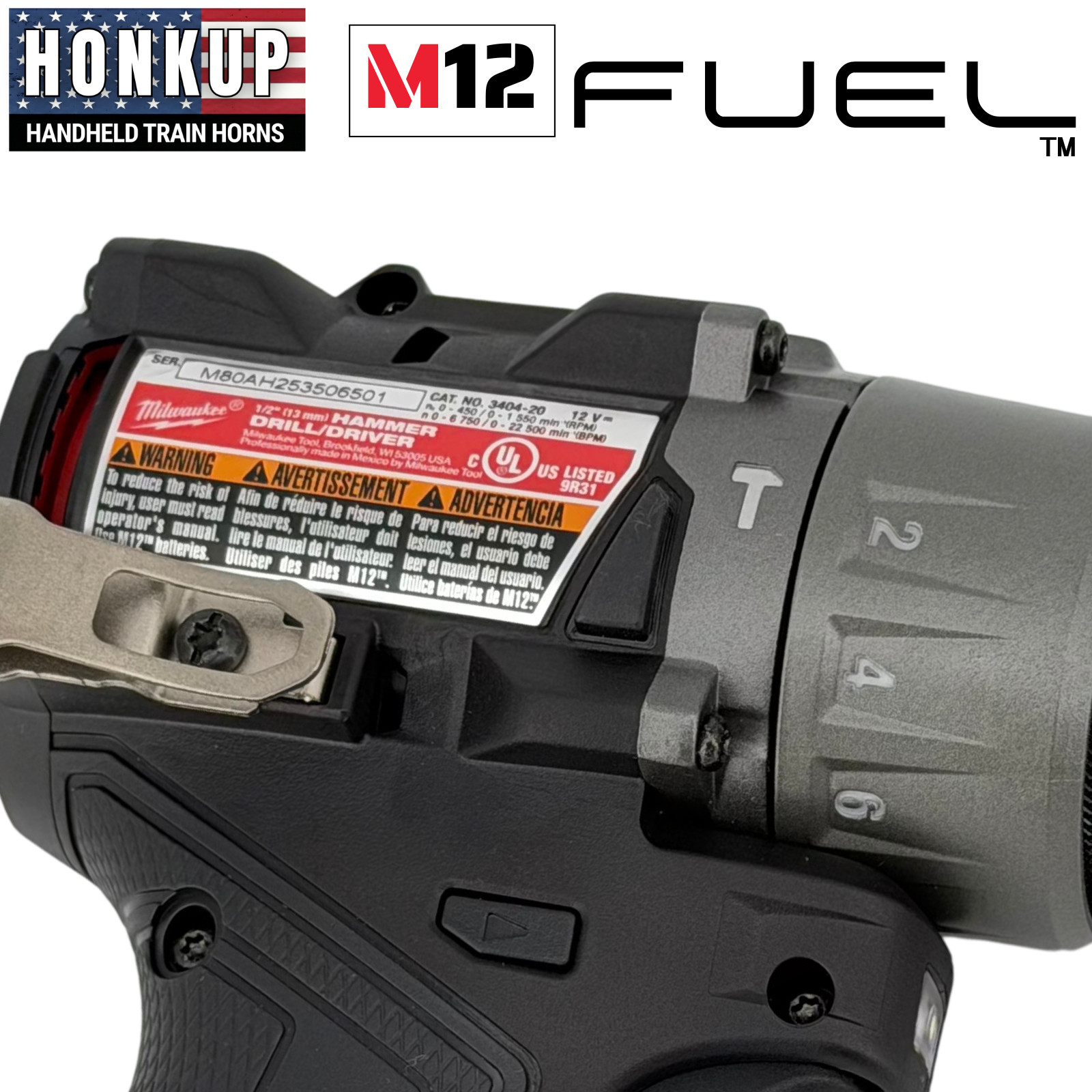 M12 FUEL 1/2&Prime; Hammer Drill Driver 3404-20 Kit w/ CP2.0 Battery, M12 Charger, Bag