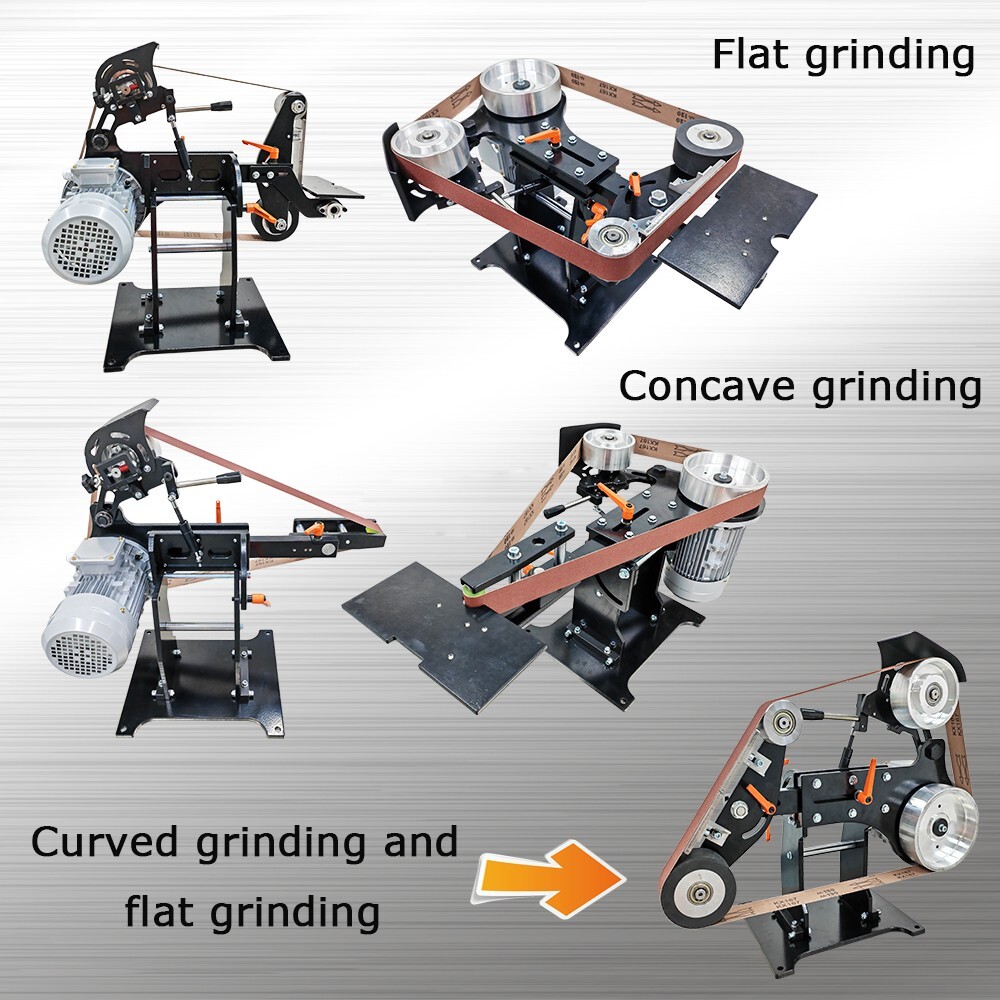 220V Belt Sander Grinder 71&Prime;x2&Prime; Arc/Flat/Concave Sander Can Be Flipped Multi-fun