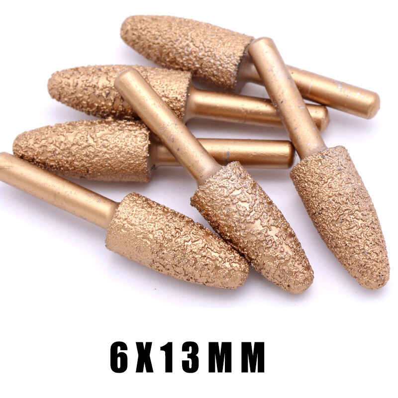6x13mm Brazing Diamond Grinding Rotary Burr Engraving Drill Bit Carving Tools