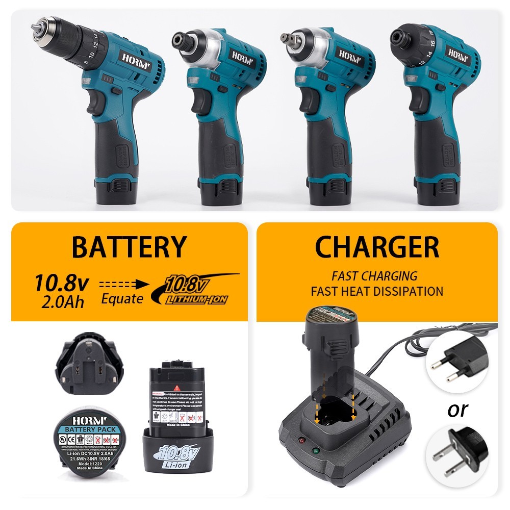 Cordless Hammer Drill with 2 Battery and Fast Charger Brushless Impact Driver US