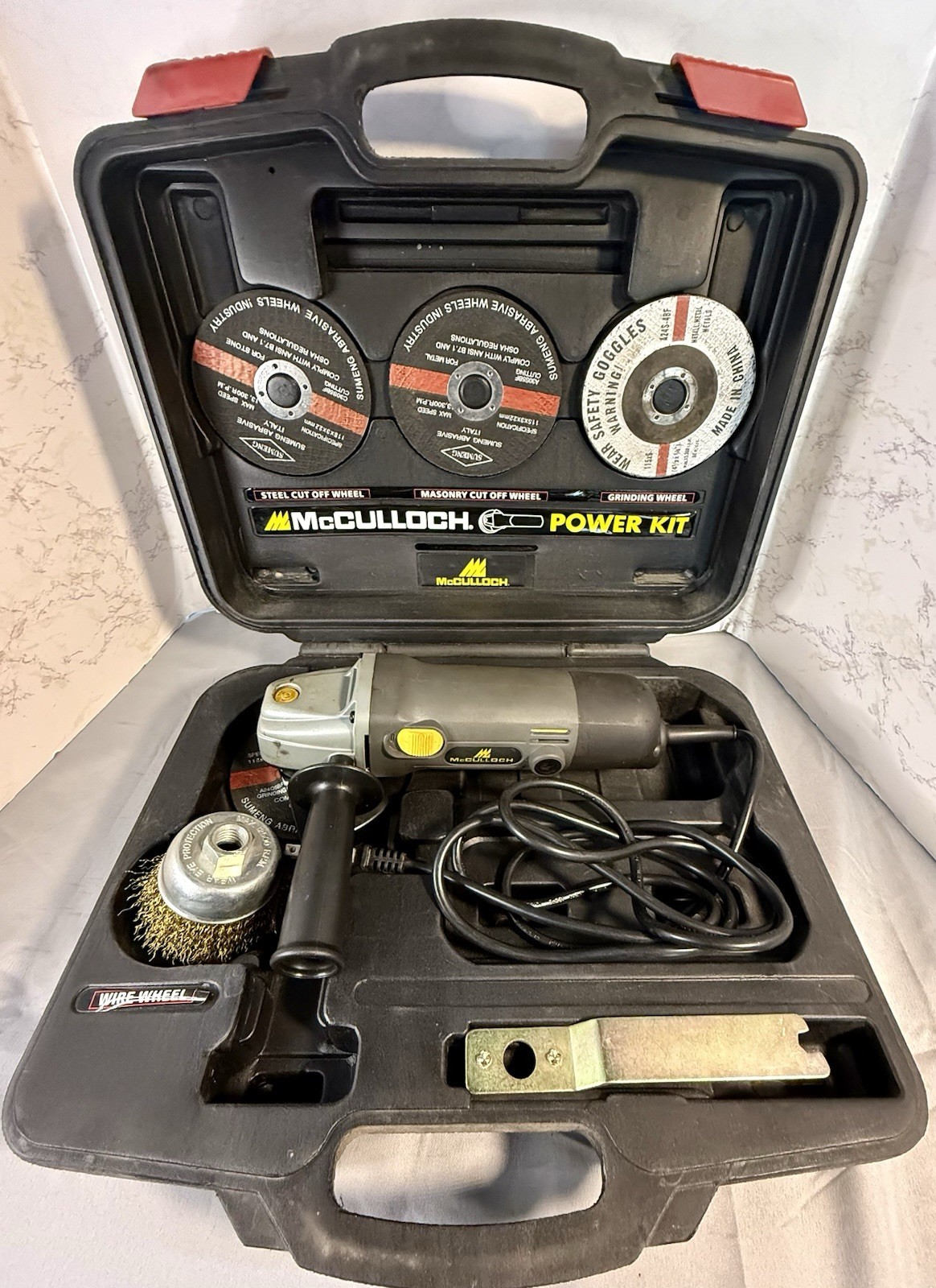 McCulloch Corded 4-1/2 in. Angle Grinder Kit With 9 Piece Accessory Set & Box!