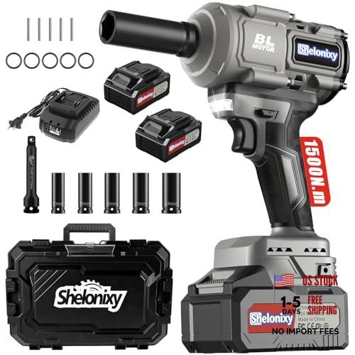 Cordless Impact Wrench 1/2 inch, impact wrench 1500N.m(1106ft-lbs), 1/2 Grey