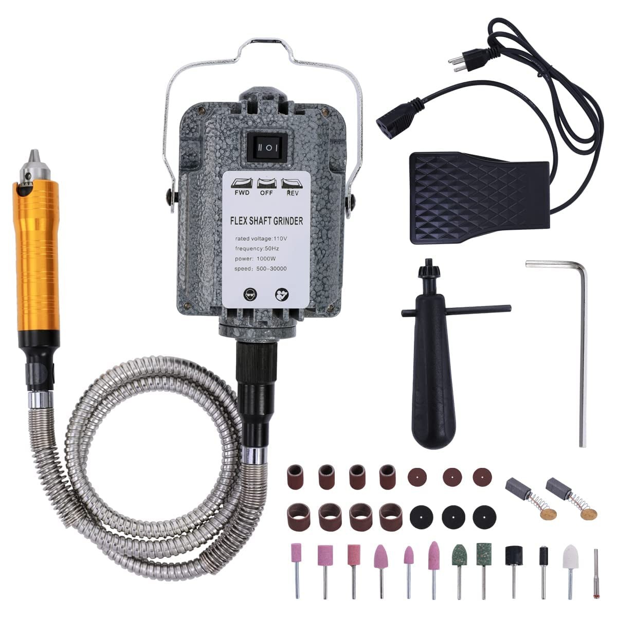 Electric Flex Shaft Rotary Tool 1000W 30000RPM Foot Pedal Control