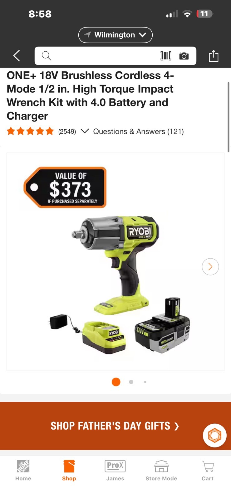 ONE+ 18V HP Brushless Cordless 4-Mode 1/2 in. High Torque Impact Wrench Kit