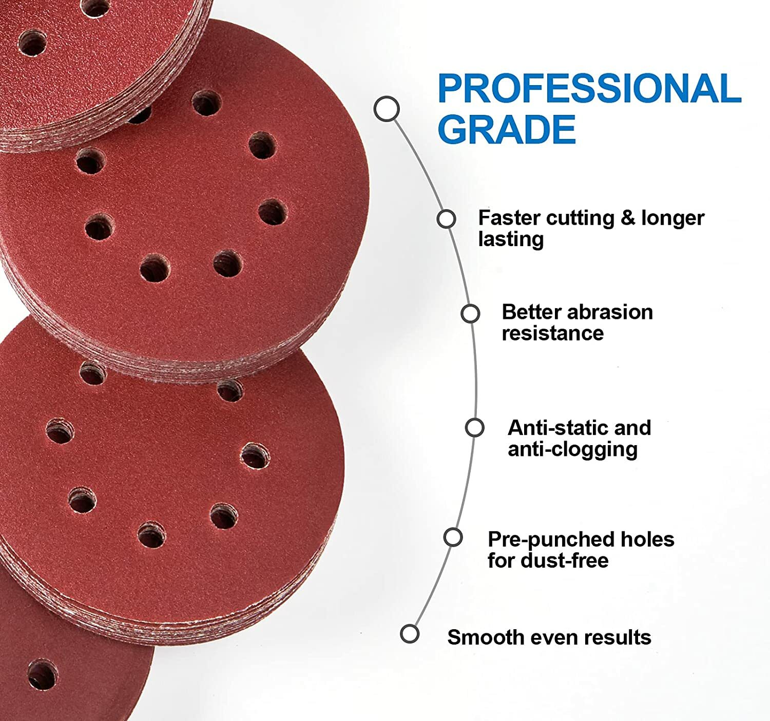 25x 5 in Sanding Discs 1500 Grit Hook Loop 8-Hole Orbital Sander Paper Sandpaper
