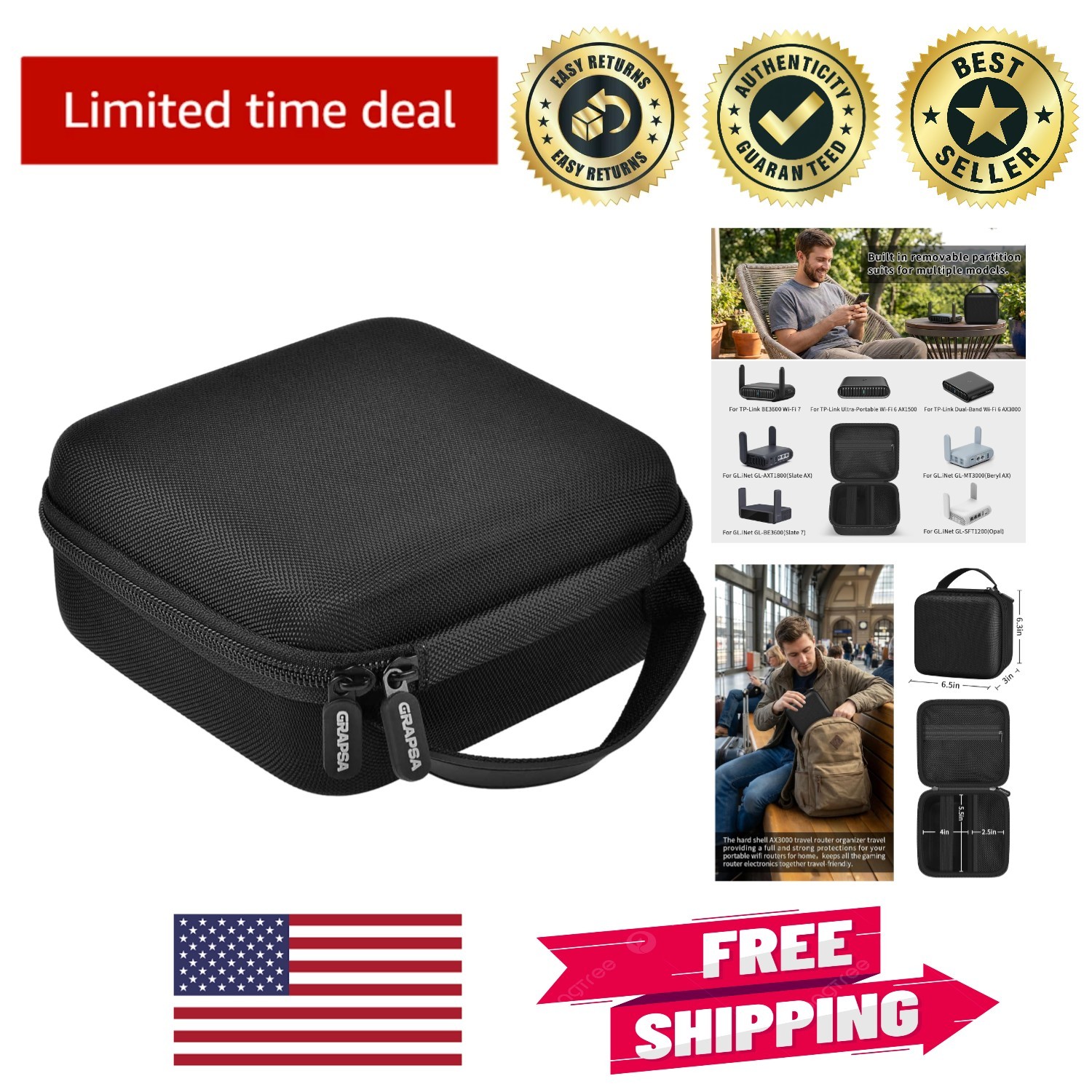 Travel-Ready Wi-Fi Router Case with Mesh Pocket: Perfect for Tech Enthusiasts