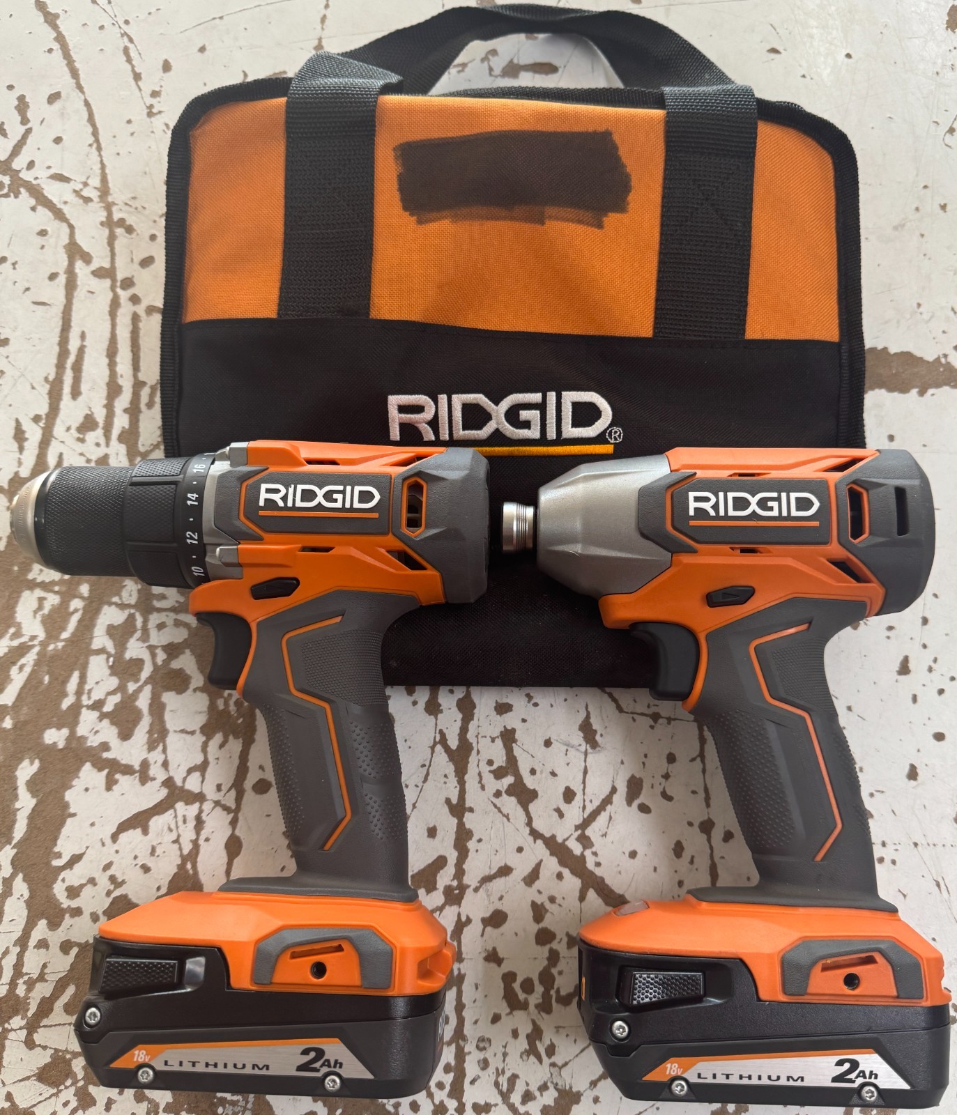 Ridgid 2pc Set Impact(R680021) & Drill Driver(R860010) w/ 2 – 2Ah Batteries