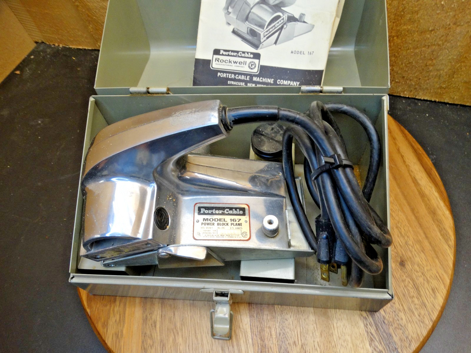 Rockwell Porter Cable Power Block Plane Model 167 with Case & Original Paperwork