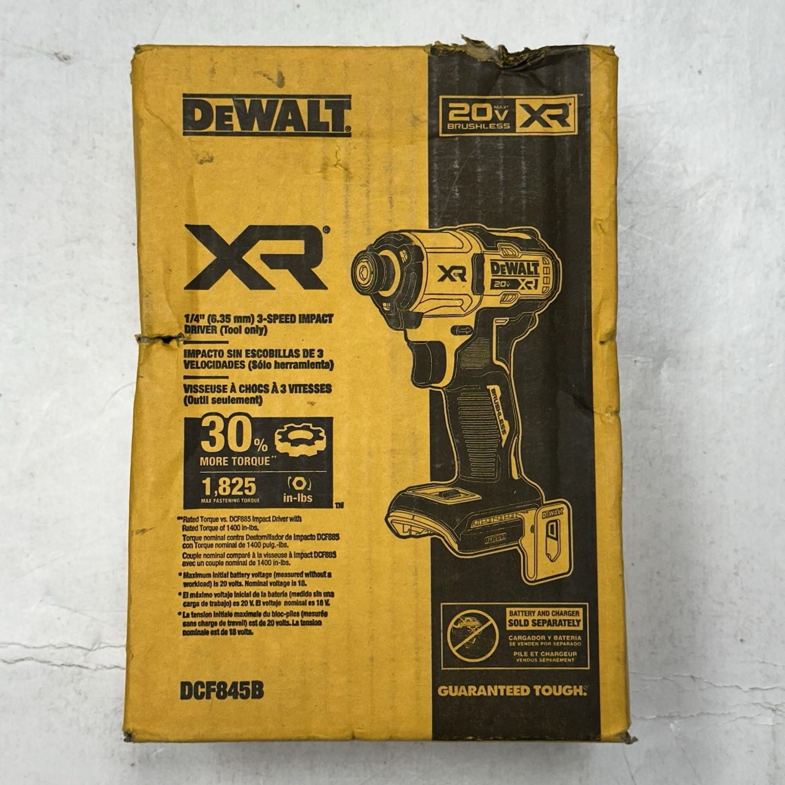 Dewalt DCF845B 20V MAX XR Cordless Brushless 3 Speed Impact Driver – New