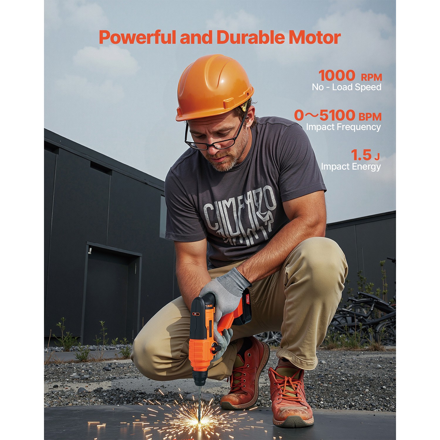 Uimoso 20V Cordless SDS-Plus Rotary Hammer Drill Kit, 0.6&Prime;, 1000RPM, Dual Modes