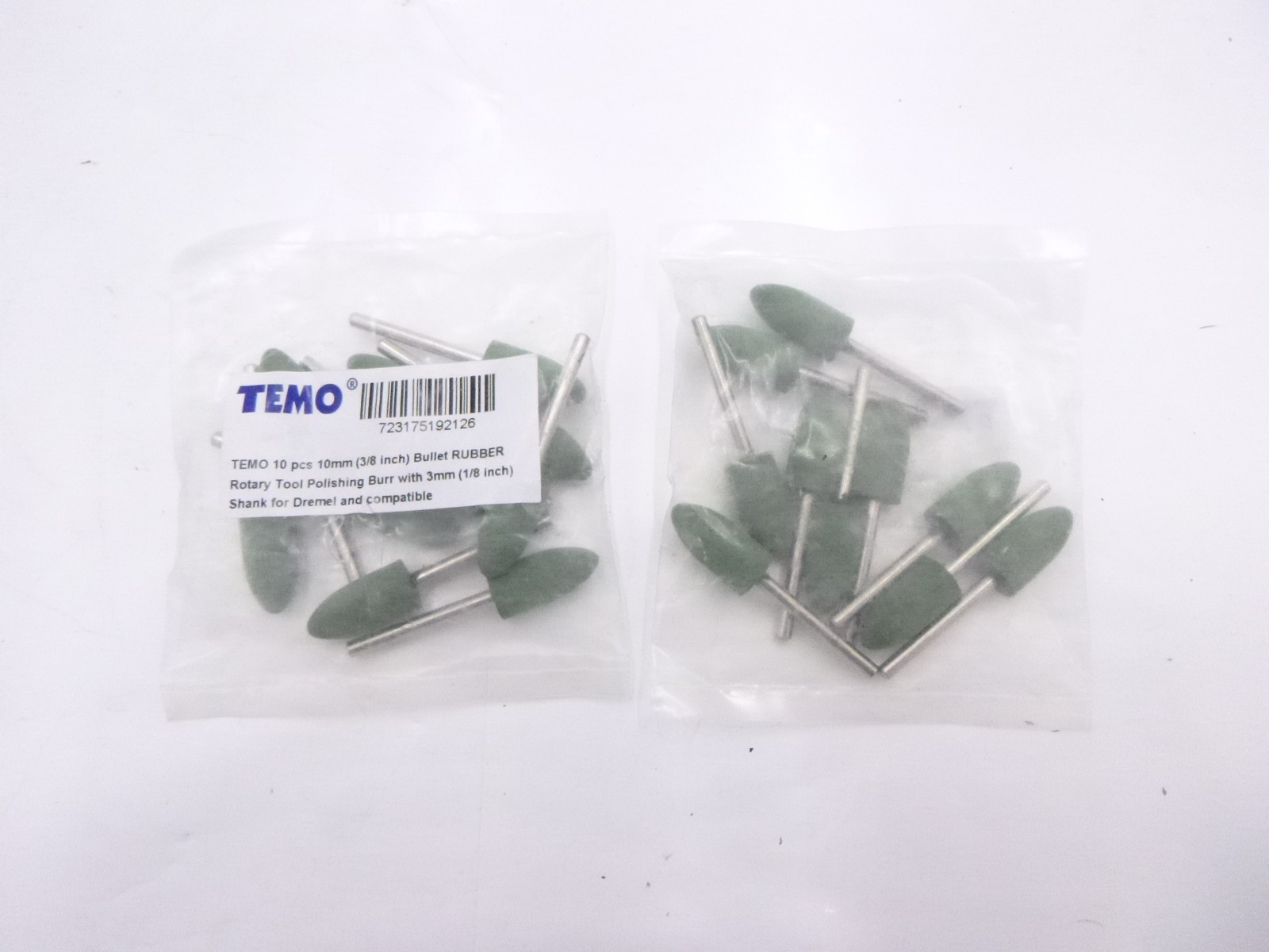 20-Pack Temo Rubber Bullet Polishing Bur 3/8&Prime; 1/8&Prime; Shaft For Dremel