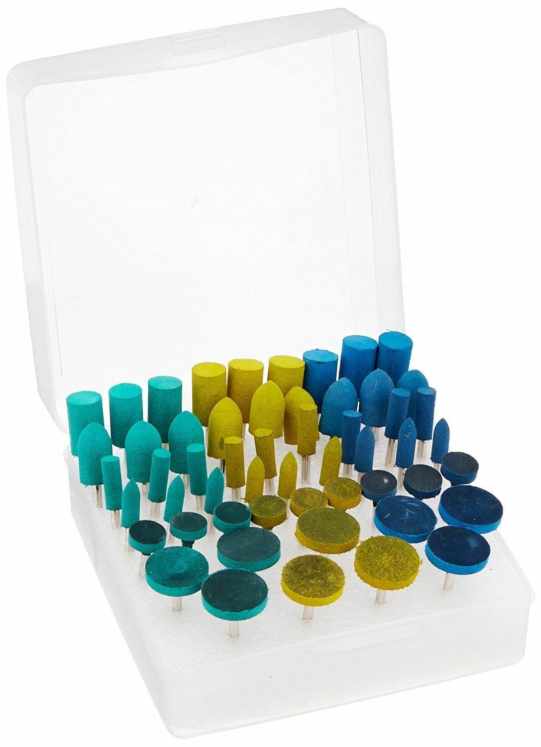 54pc RUBBER POLISHING ABRASIVE ROTARY TOOL BURR SET 1/8&Prime; SHANK 80 240 600 GRIT