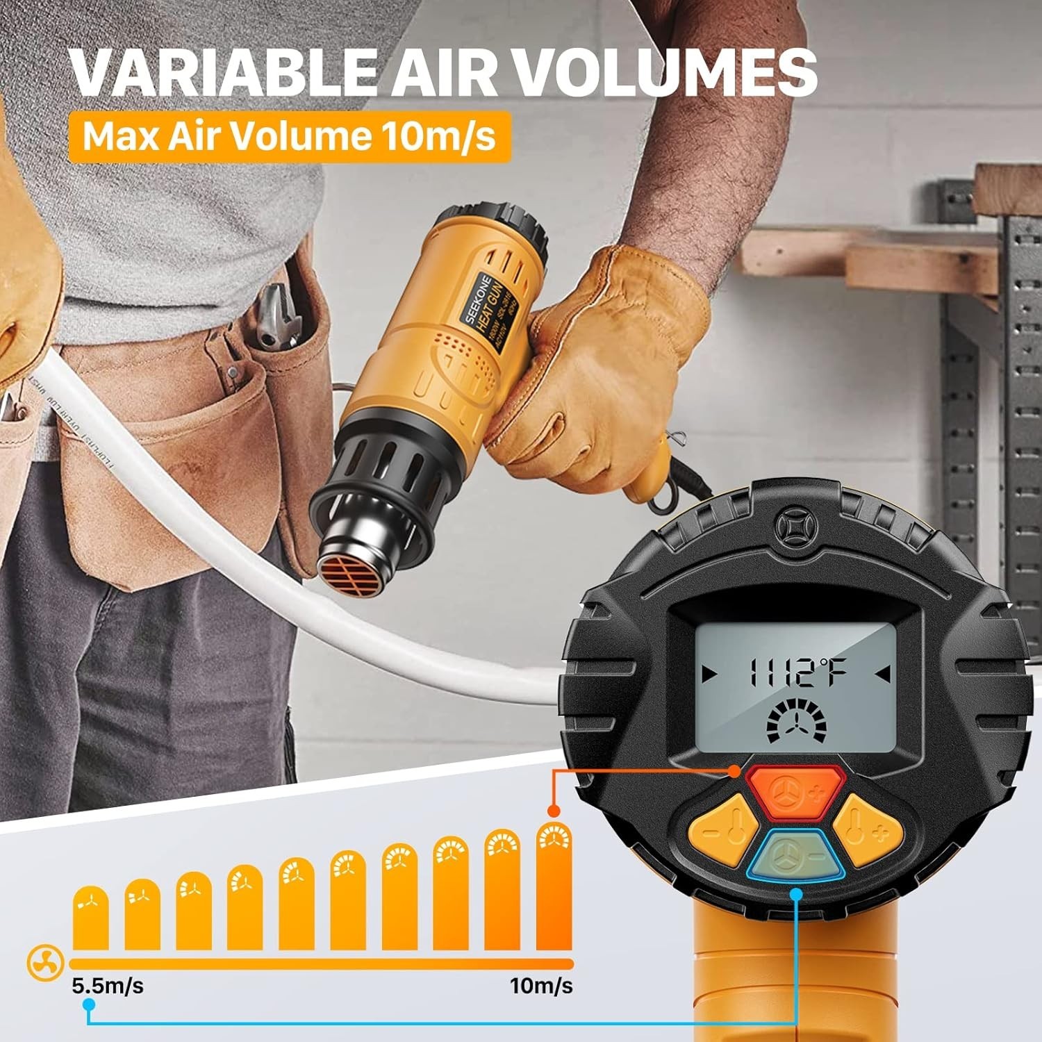 High-Performance 1800W Heat Gun with Overheat Safety & Memory Settings
