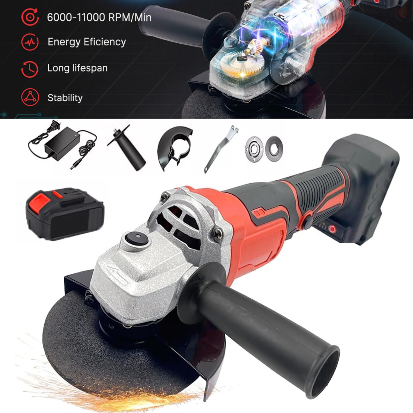 Cordless 4-1/2 Power Angle Grinder for Makita 21V Max Battery Brushless 11000RPM