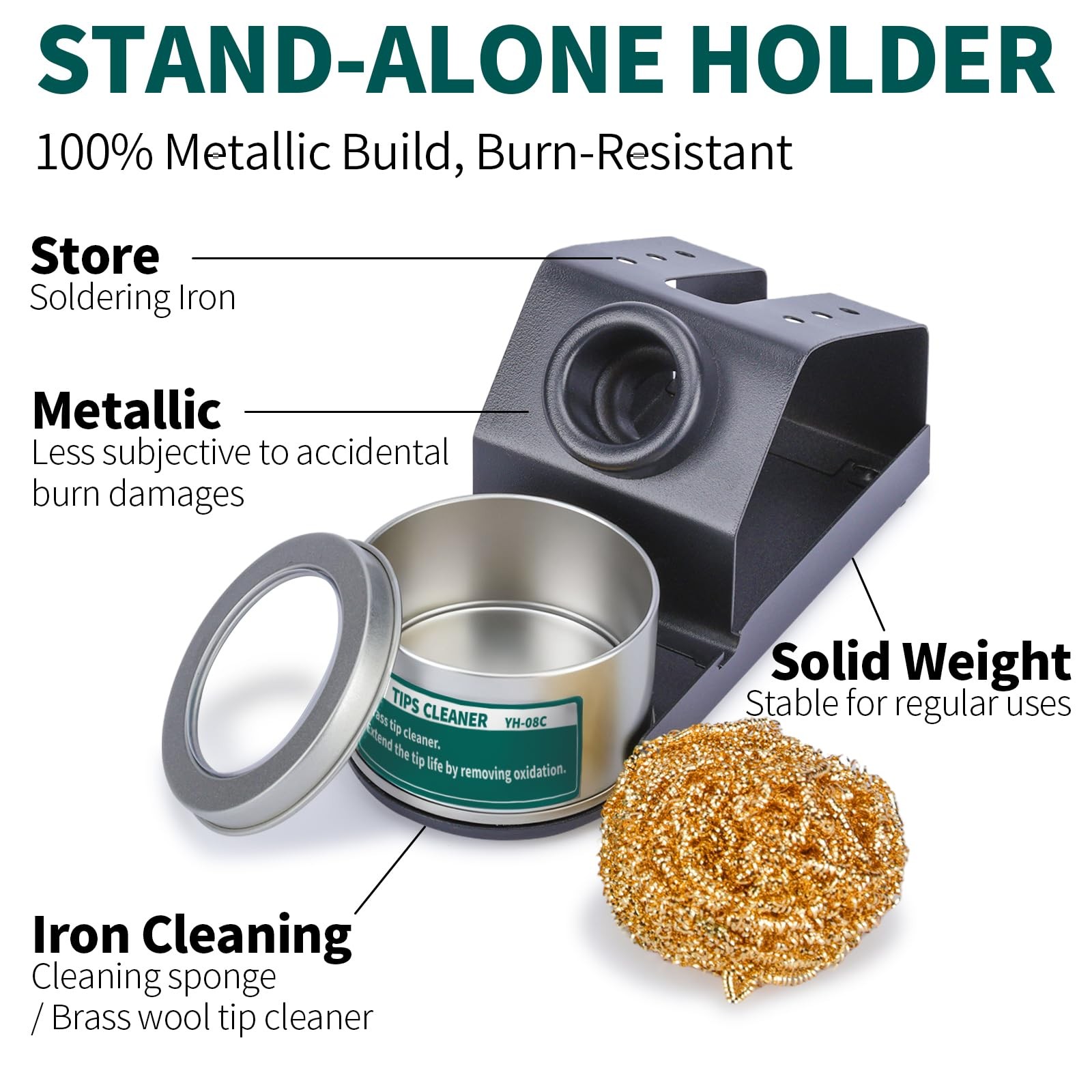 YIHUA D 2 Soldering Iron Holder Heat resistant Tip Cleaner with Brass Wool Tip