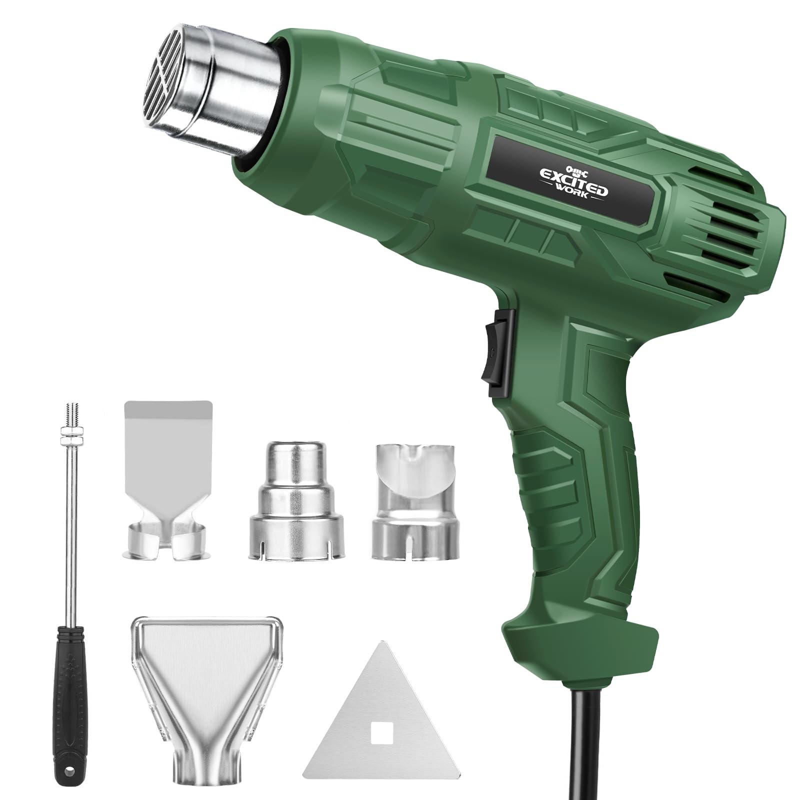 1500W Dual-Temp Heat Gun Kit, Hot Air Tool with 4 Nozzles