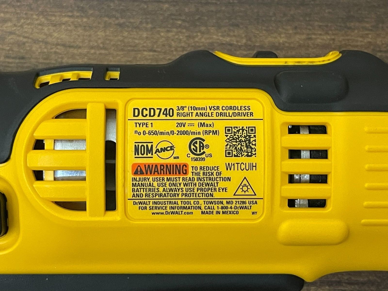 New DEWALT DCD740 20V MAX Right Angle Drill Tool Only Lithium Cordless