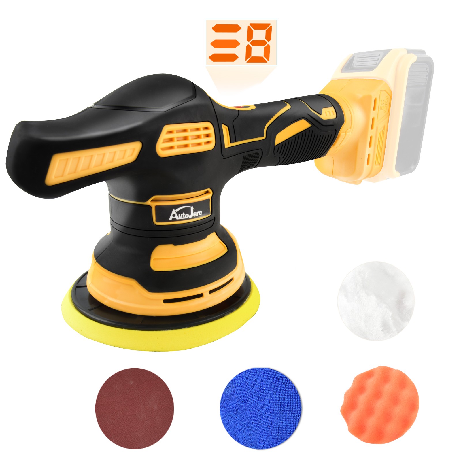Dual Action Car Polisher Buffer Machine Cordless Sander Polishing Kit 2 Battery