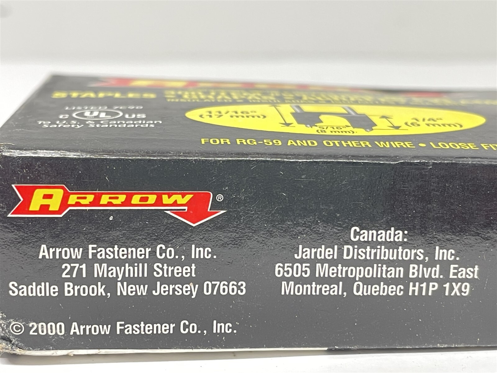 300 Arrow T59 5/16&Prime; Insulated Steel Staple BLACK Wire Cable Fastener 591188BL