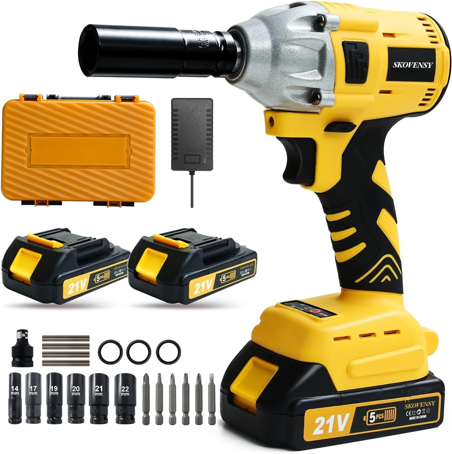Cordless Impact Wrench 258Ft-Lb（350N.M）, 1/2 Impact Gun, 2 Batteries, Pistola De