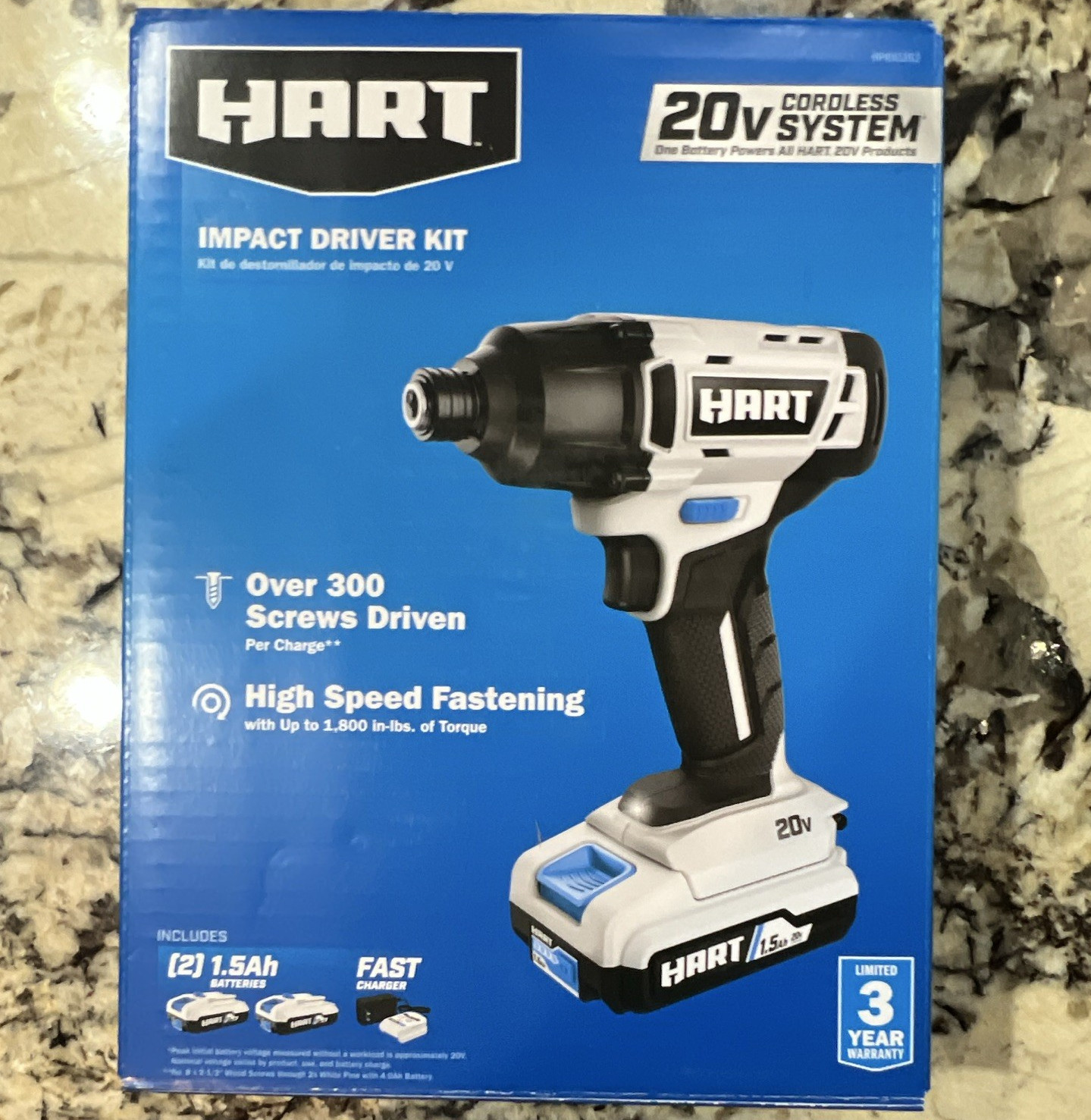 HART 20V Impact Driver Kit HPID02B2 2x 1.5Ah Li-Ion Batteries Charger