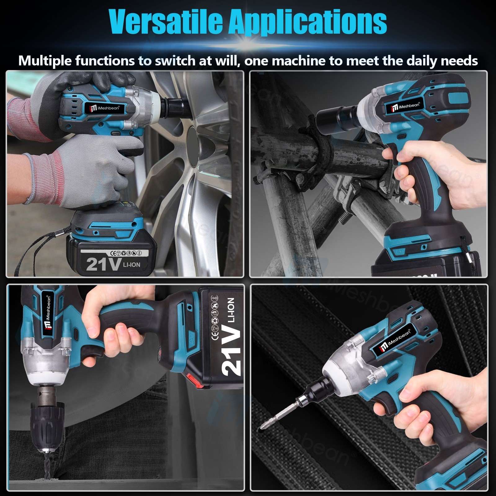 Cordless Electric Impact Wrench Gun 1/2 » High Power Driver w/ Li-ion Battery