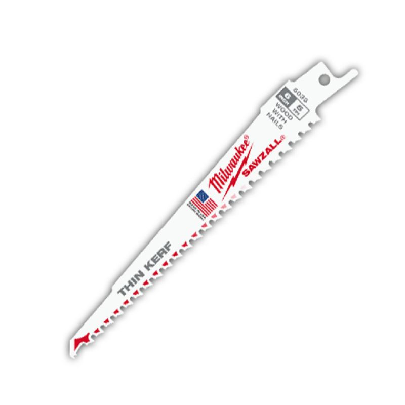 Milwaukee 48-01-7035 6 in. 5 TPI Wood Cutting Thin Kerf Sawzall Blades (100 Pk)