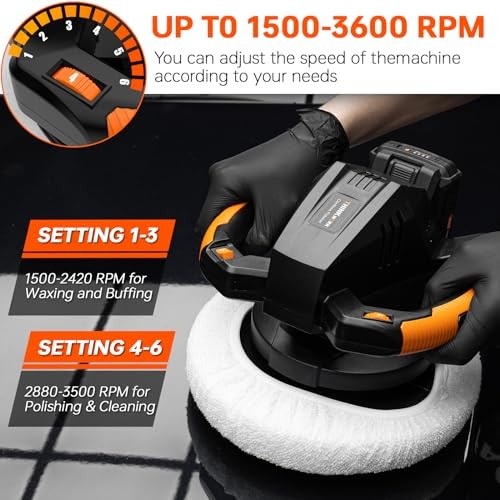 Cordless Buffer Kit THINKWORK 20V 10 Inch Polisher 2 Batteries