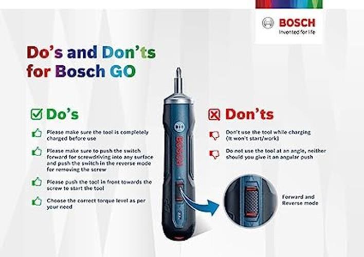 Bosch GO Screwdriver Set – Blue, 3 Pieces + Free Shipping
