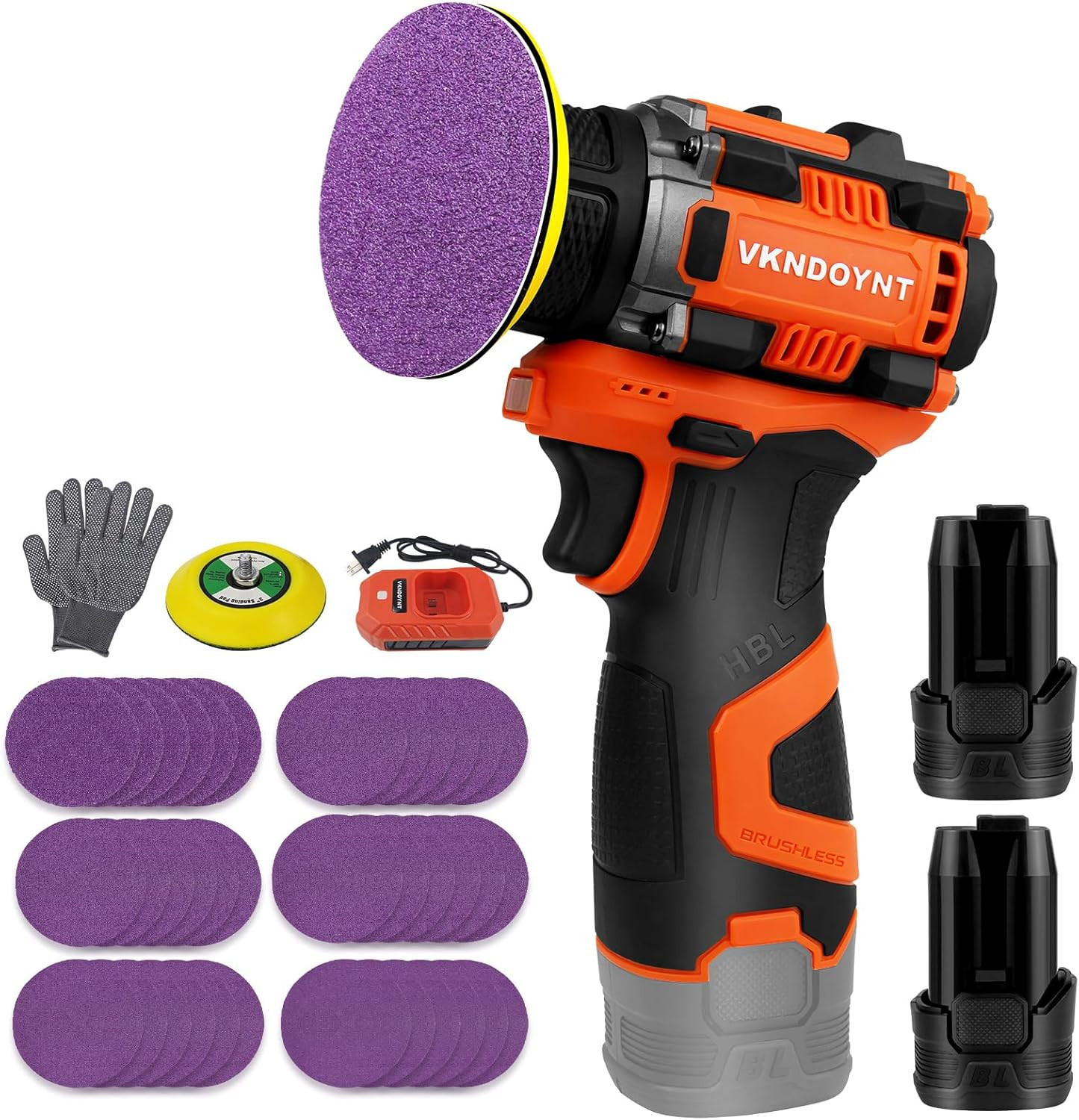 Brushless Small Sander with 36PCS Sandpapers, 2 Variable Speed Cordless Sander (