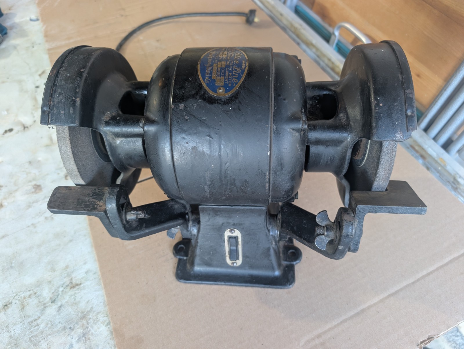 Vintage Blue Line Tool Bench Grinder Montgomery Ward Rare & Uncommon