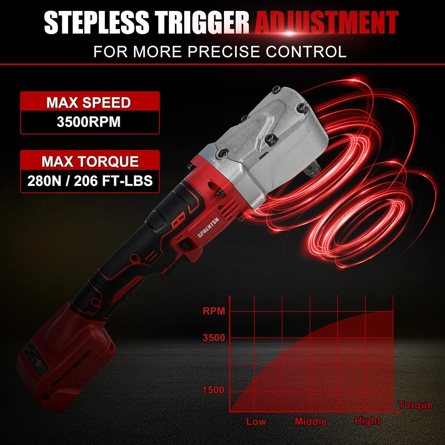 Electric Right Angle Impact Wrench Compatible with Milwaukee M18, 1/2&Prime; 206 Ft-Lb