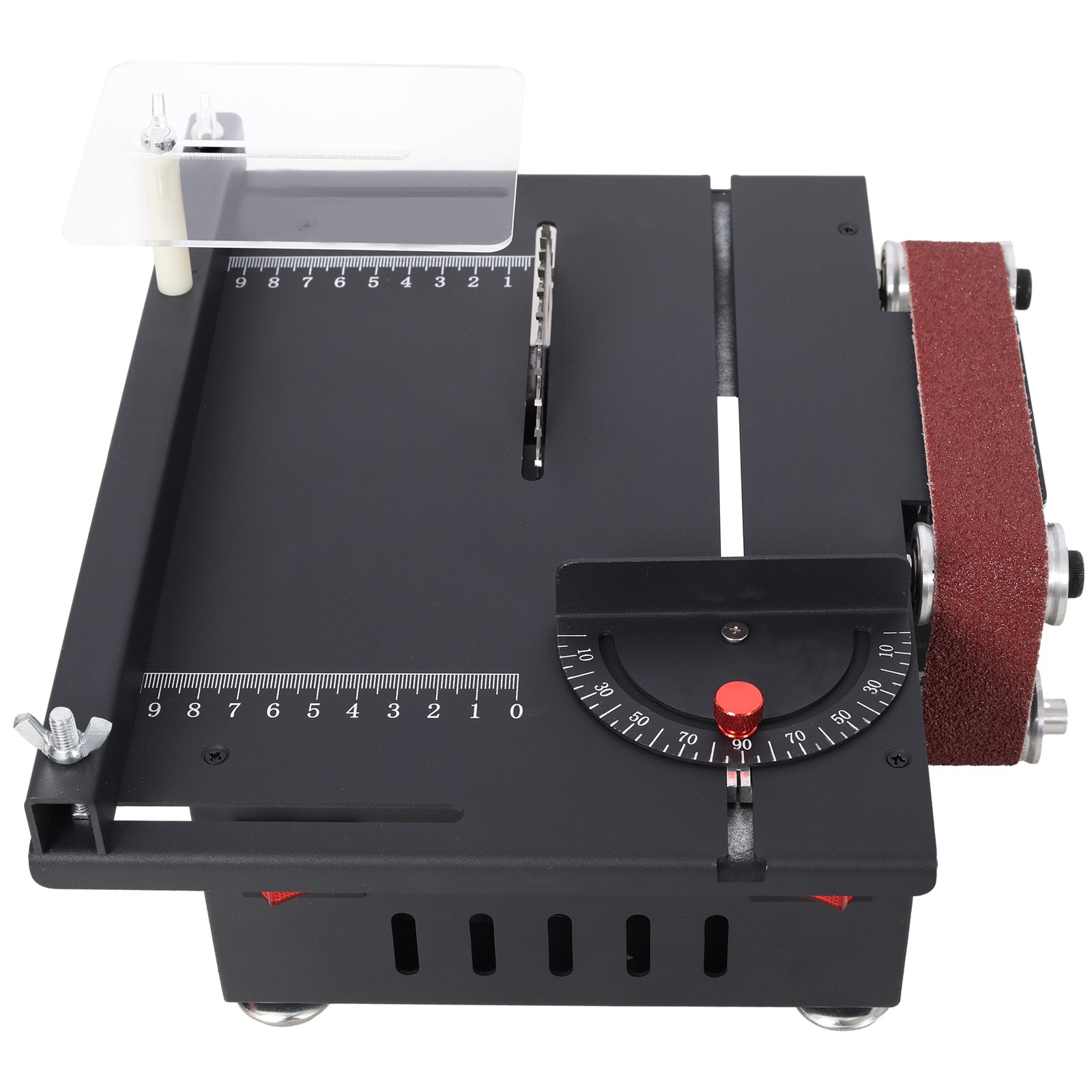 Mini Table Saw Belt Sander 4pcs Blades 10pcs Sanding Blet Adjustable 0-90° Angle