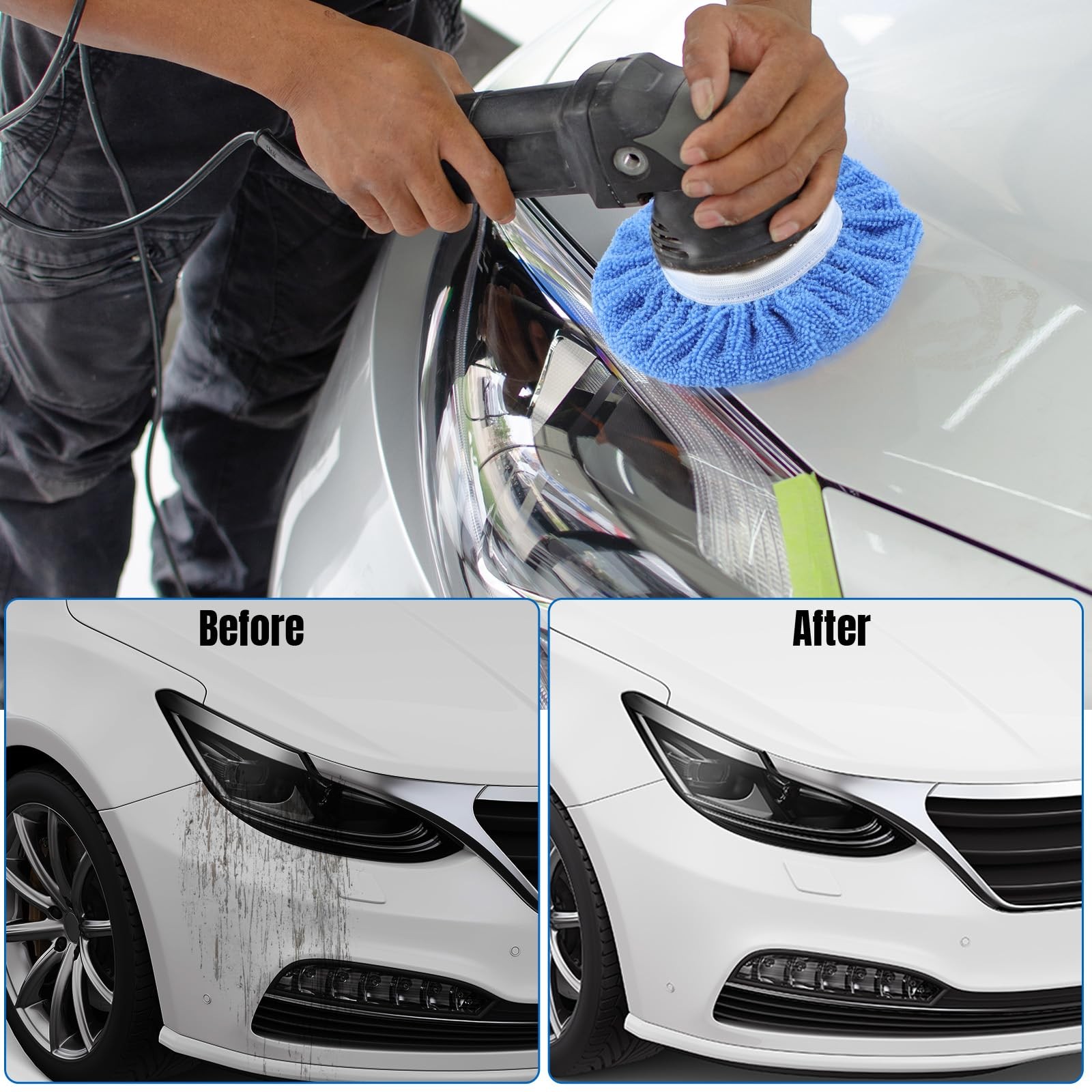 60 Pcs Car Orbital Buffer Polisher Pad Bonnets 5-6 Inch Microfiber Polishing …