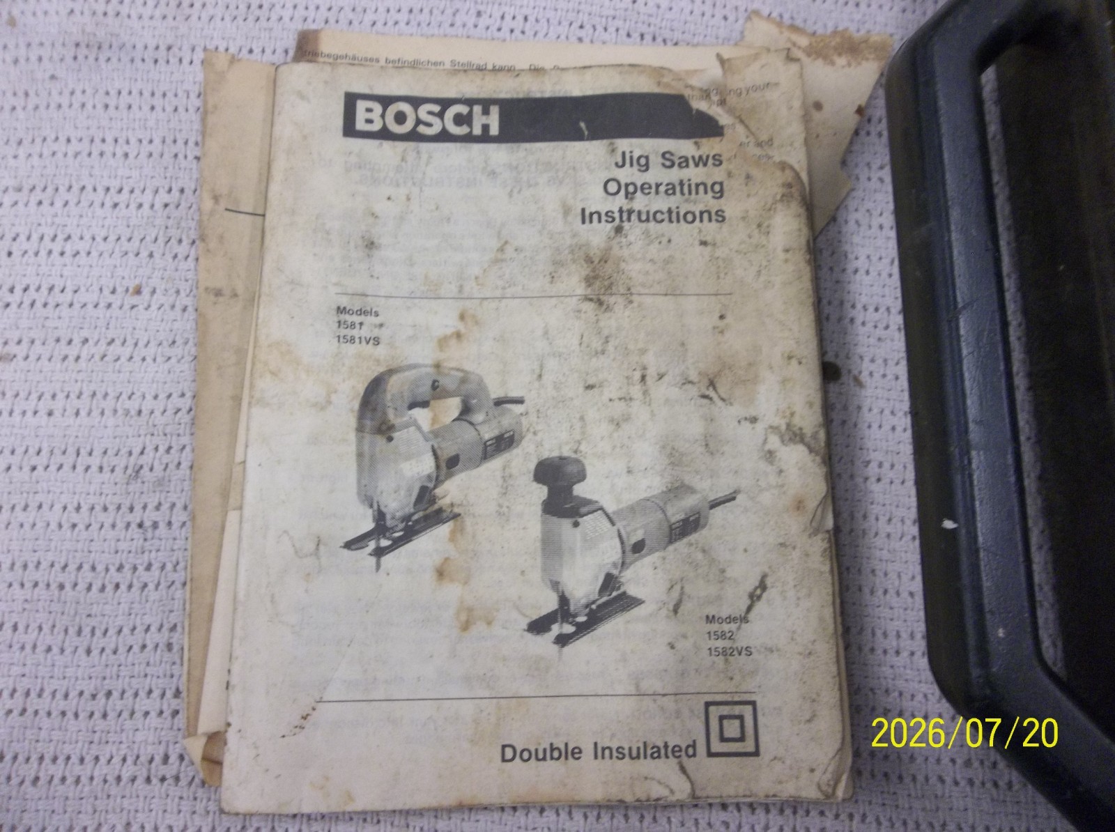 Bosch 1581VS Variable Speed Jigsaw 115V With Blades , Case manual Vintage Tested