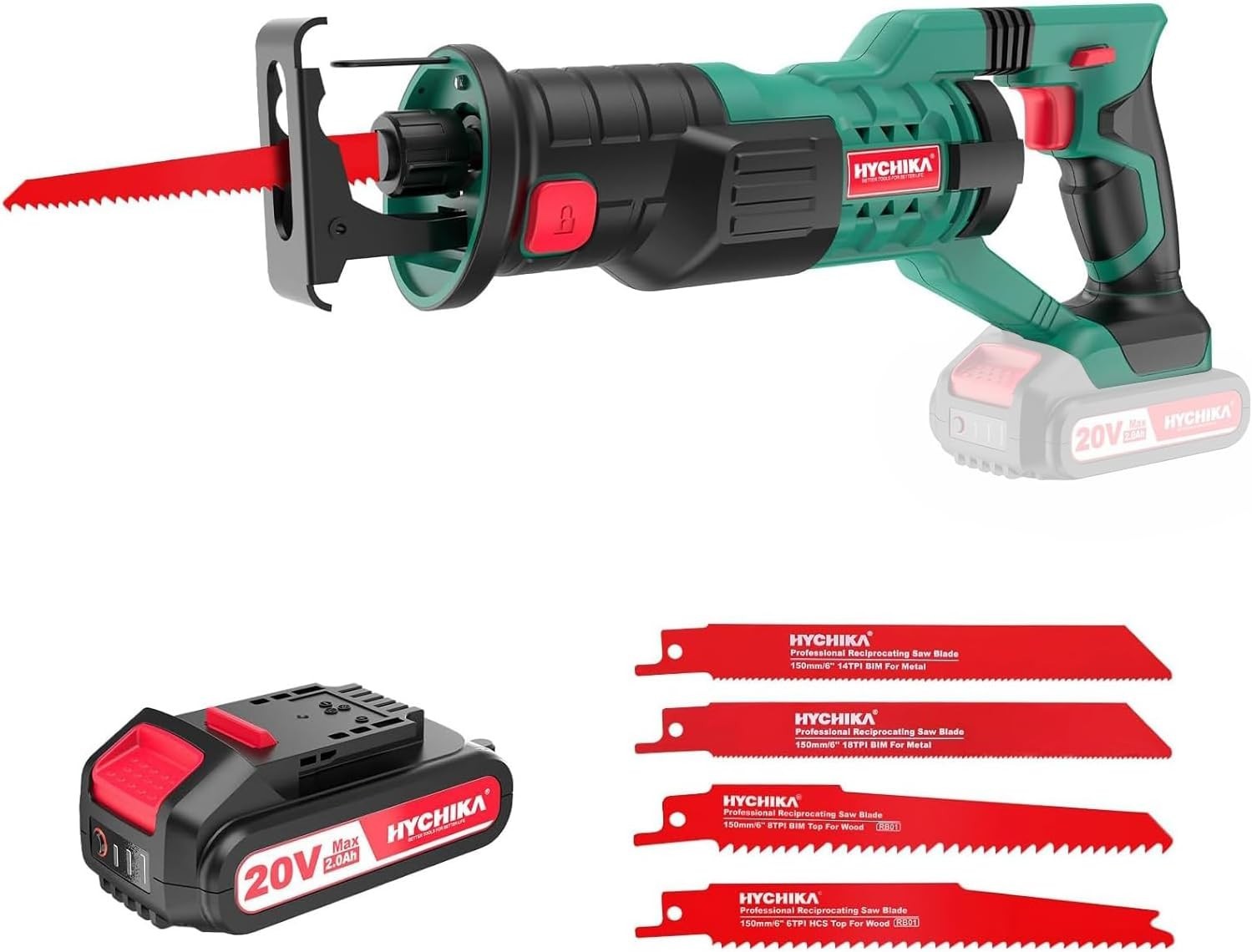 Lightweight 18V Reciprocating Saw with 4 Blades – Ideal for Metal, Wood, PVC