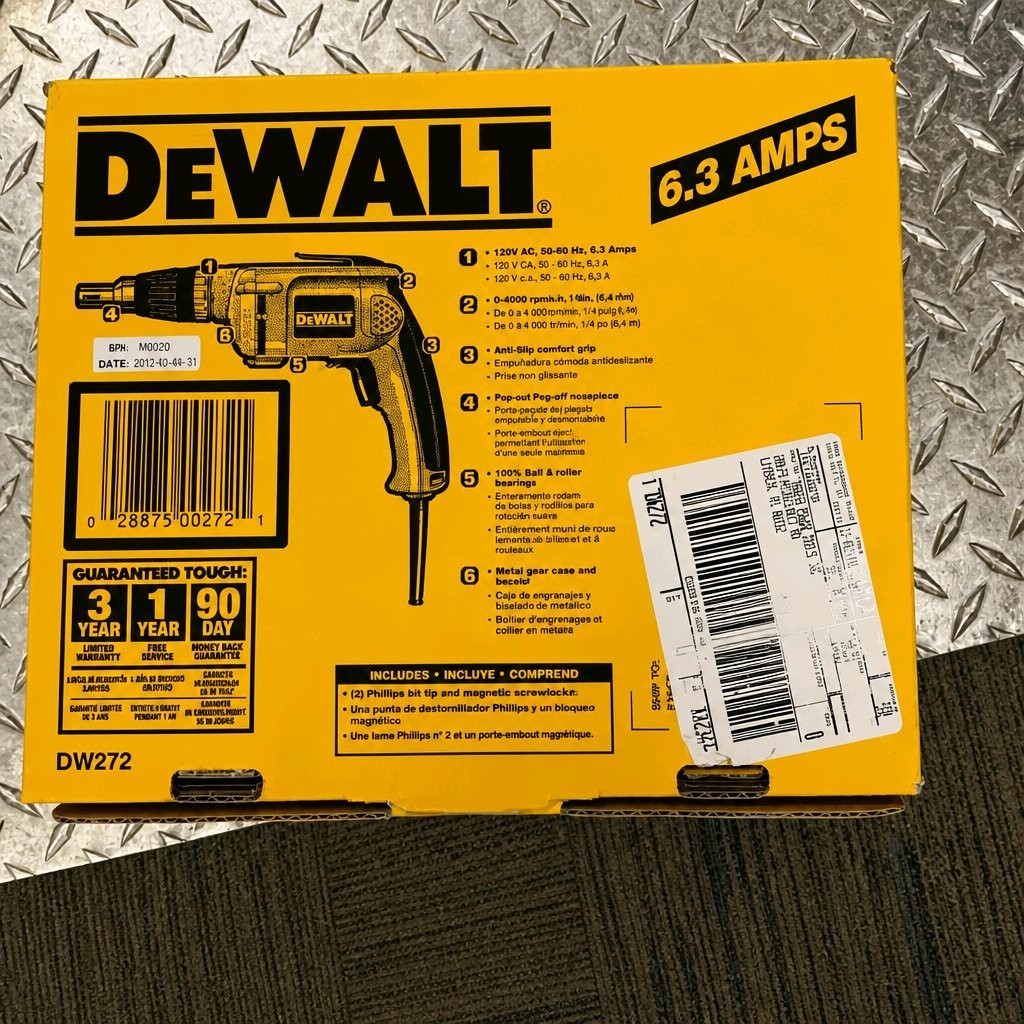 DEWALT DW272 Heavy-Duty Drywall Screwdriver 6.3 Amp motor. Brand New