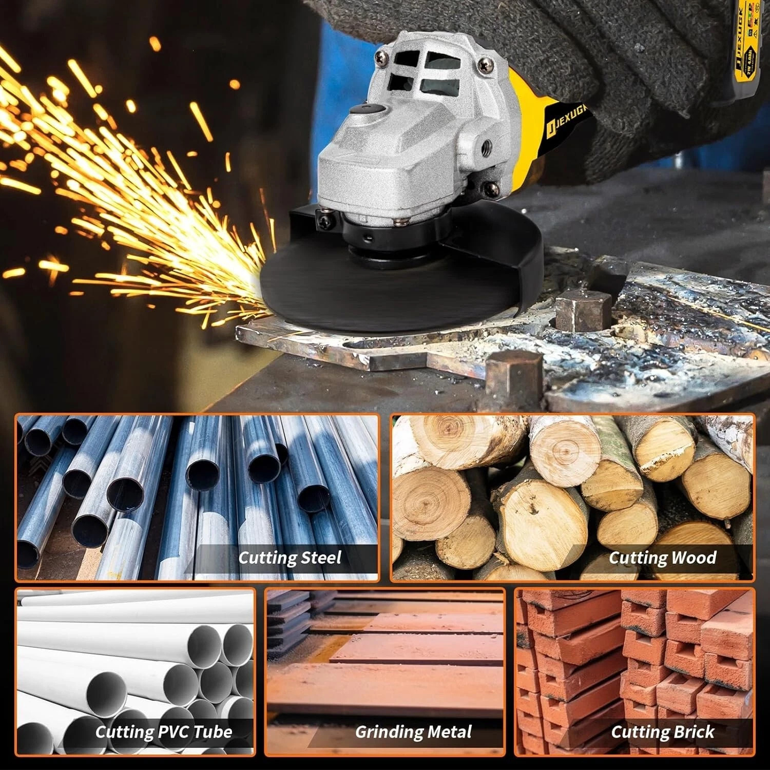 5&Prime; Cordless Angle Grinder Kit Brushless Battery Grinder with 2×6.0Ah Batteries