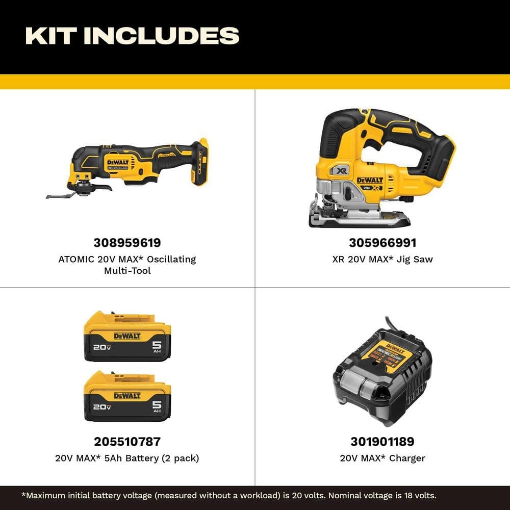 20V Lithium-Ion 2-Tool Cordless Combo Kit with (2) 5.0 Ah Batteries and Charger