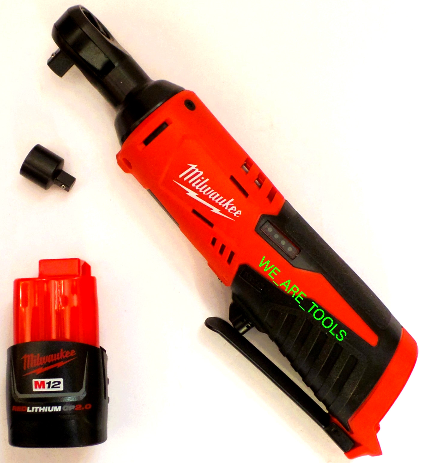 NEW Milwaukee BARE M12 2457-20 Cordless 3/8&Prime; Ratchet, 1) 2.0 Ah Battery 12 Volt