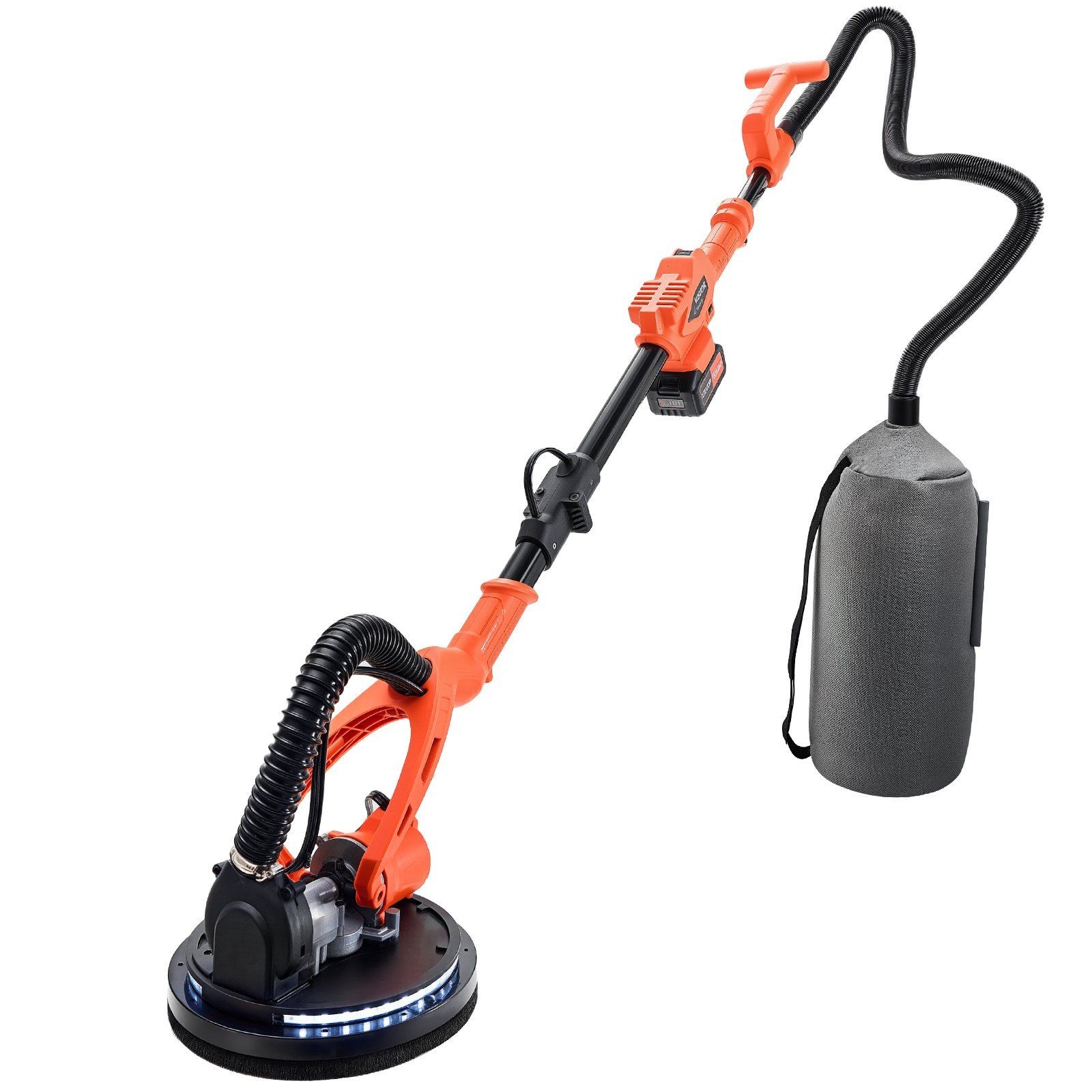 Cordless Ceiling Sander 450W, 7-Speed 0-1600 RPM, LED Light & Dust Collector
