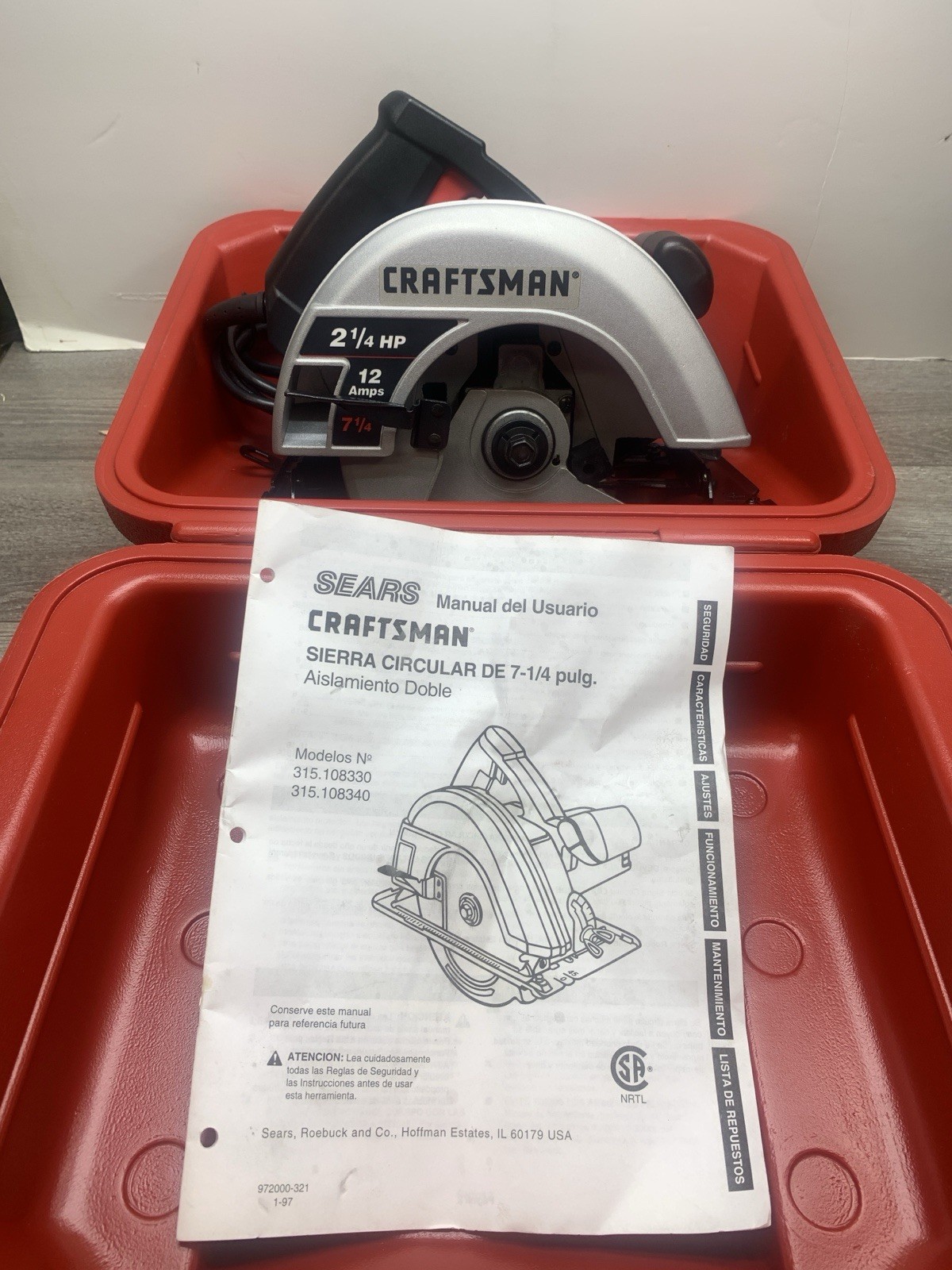 CRAFTSMAN 7-1/4&Prime; CIRCULAR SAW 120v 12 AMPS 5000RPM 2 1/4HP Model # 315.108320
