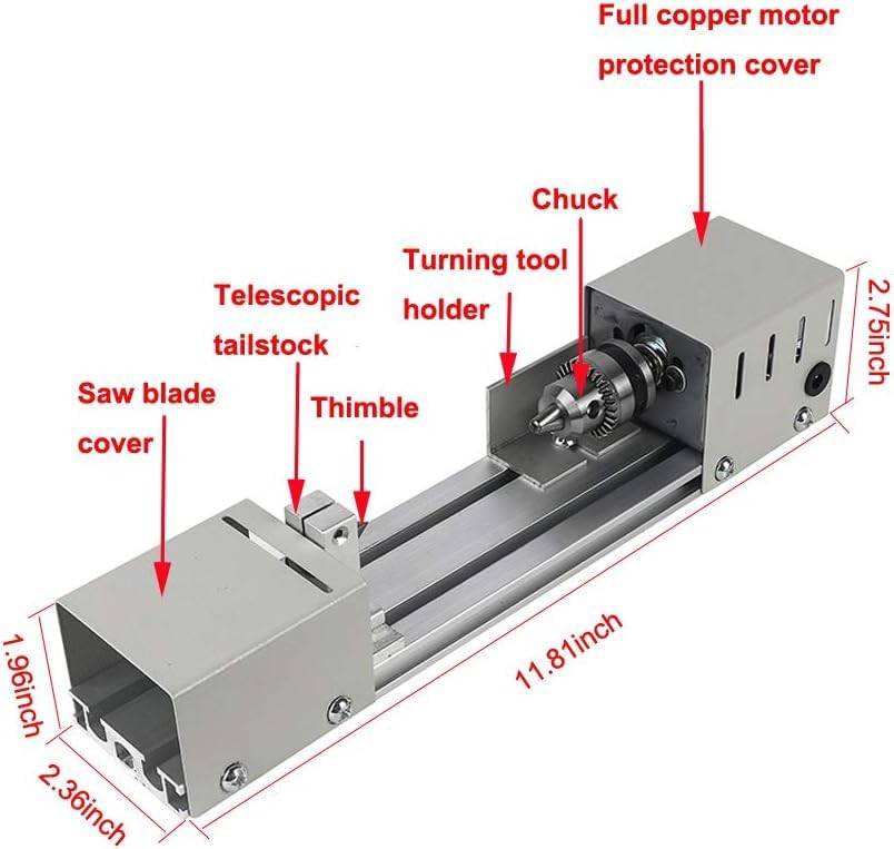 Mini Lathe Machine 12V-24VDC 96W Mini Wood Lathe Milling for DIY Woodworking …