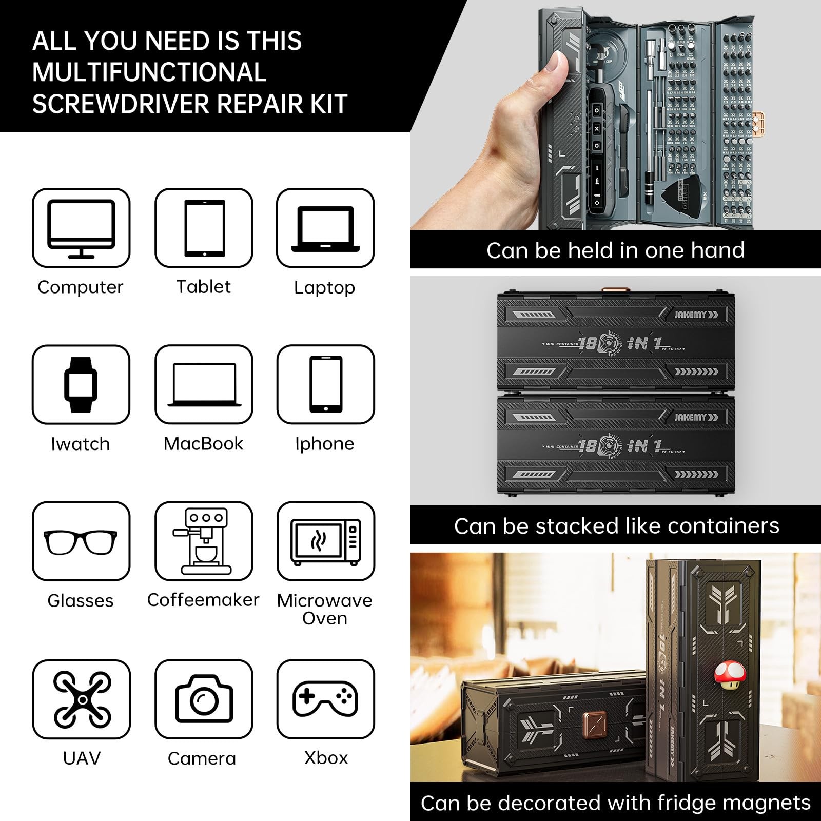 Small Electric Screwdriver Set, JAKEMY Smart 3 Fo167 Set