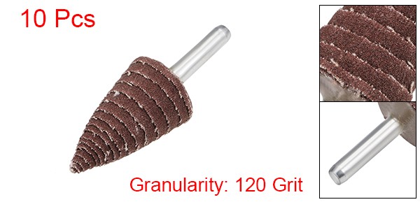 10Pcs 25mm Cone Shape Abrasive Flap Wheel 1/4&Prime; Shank for Deburring 120 Grits