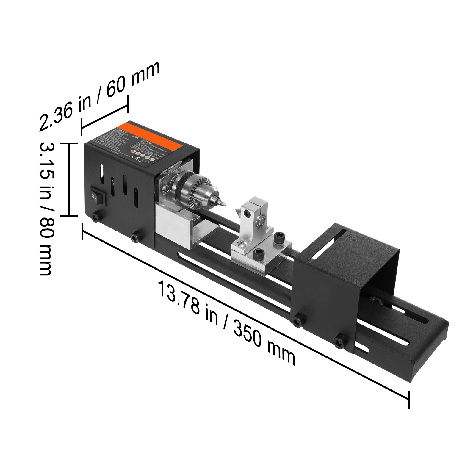 VEVOR Mini Lathe Machine 24V 96W Mini Wood Lathe Tools 2.76 in x 6.3 in 7 Speeds