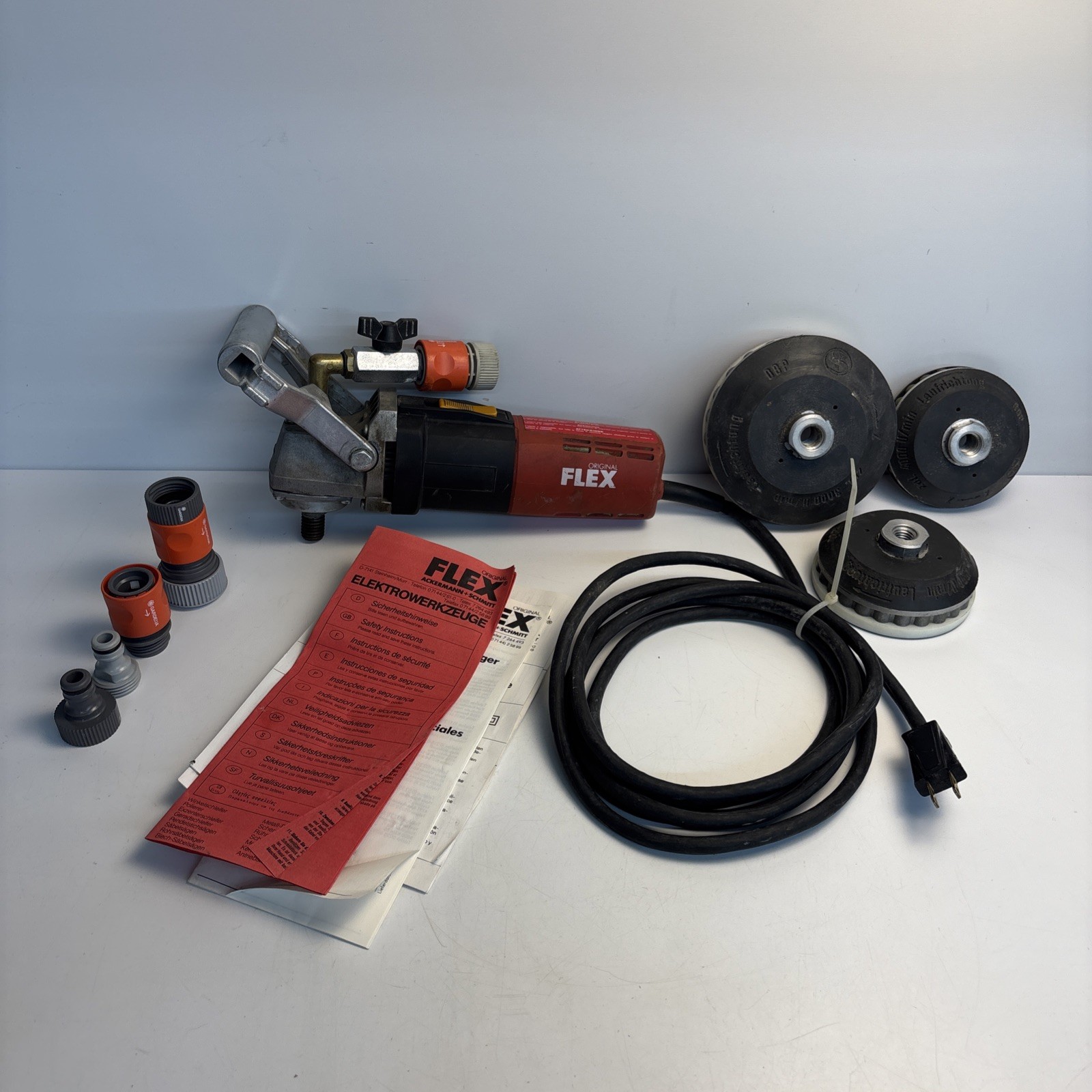 Vintage FLEX LW1103 Wet Stone Polisher Grinder 110V 710W w/ Pads & Water Feed