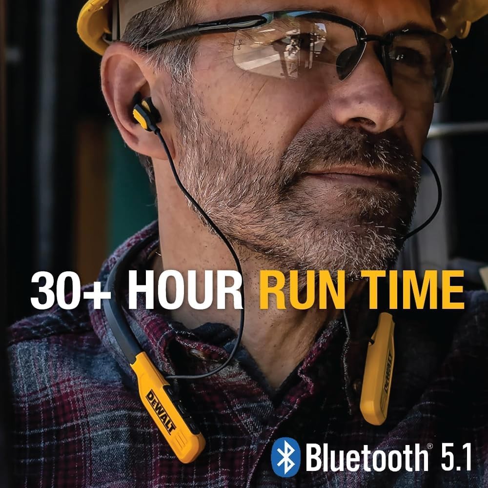 Heavy Duty Bluetooth Neckband Headphones, Wireless around the Neck Earbuds W/ 30