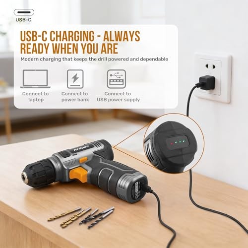 8V Cordless Drill Set & Household Tool Kit – USB Rechargeable | 47-Piece Gray
